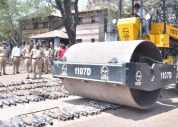 Bulldozer Crushes 1,768 Modified Bullet Silencers in Pune Crackdown
