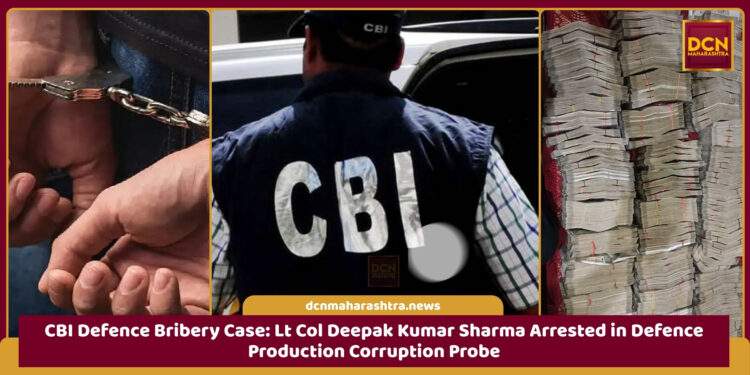 CBI defence bribery case, Lt Col Deepak Kumar Sharma posted in the Department of Defence Production has been arrested along with a private individual.