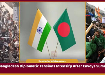 India and Bangladesh flags amid diplomatic tensions over protests and violence