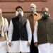Parliament Pollution Protest gas mask demonstration by Opposition MPs