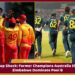 T20 World Cup match showing Zimbabwe celebrating after topping Pool B as Australia exit before Super 8