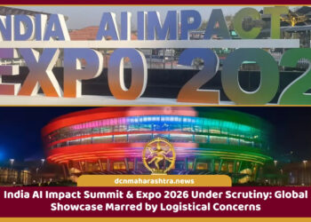 India AI Impact Summit 2026 at Bharat Mandapam with crowded entry queues and startup booths